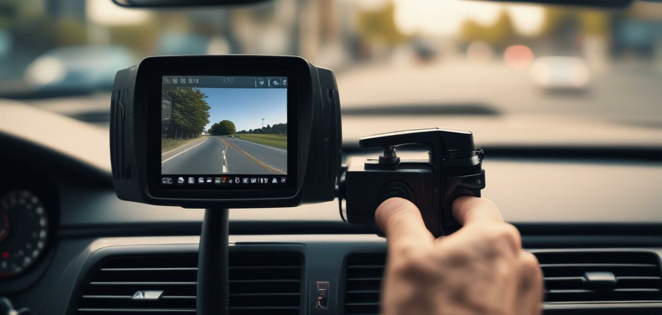 Image of a portable dashcam installation