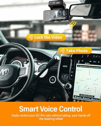 Car dashboard with smart voice control features displayed.